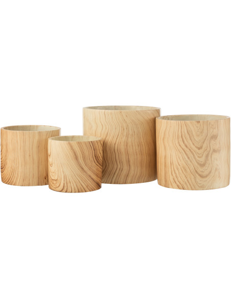 Cache-pot en Ciment Beige Forest Diamètre 21 cm Effet bois - 2