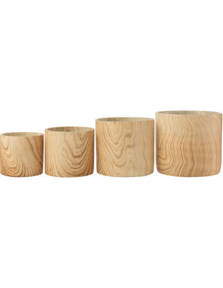 Cache-pot en Ciment Beige Forest Diamètre 21 cm Effet bois - 3