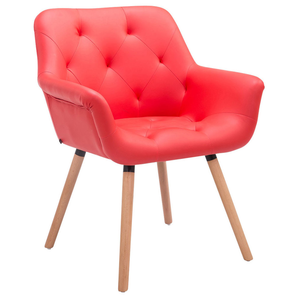 Fauteuil de table Francesca en Polyuréthane Rouge Bois Naturel - 1