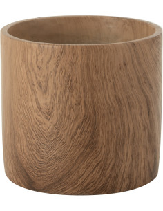Cache-pot en Ciment Marron Forest Diamètre 18 cm Effet bois - 1
