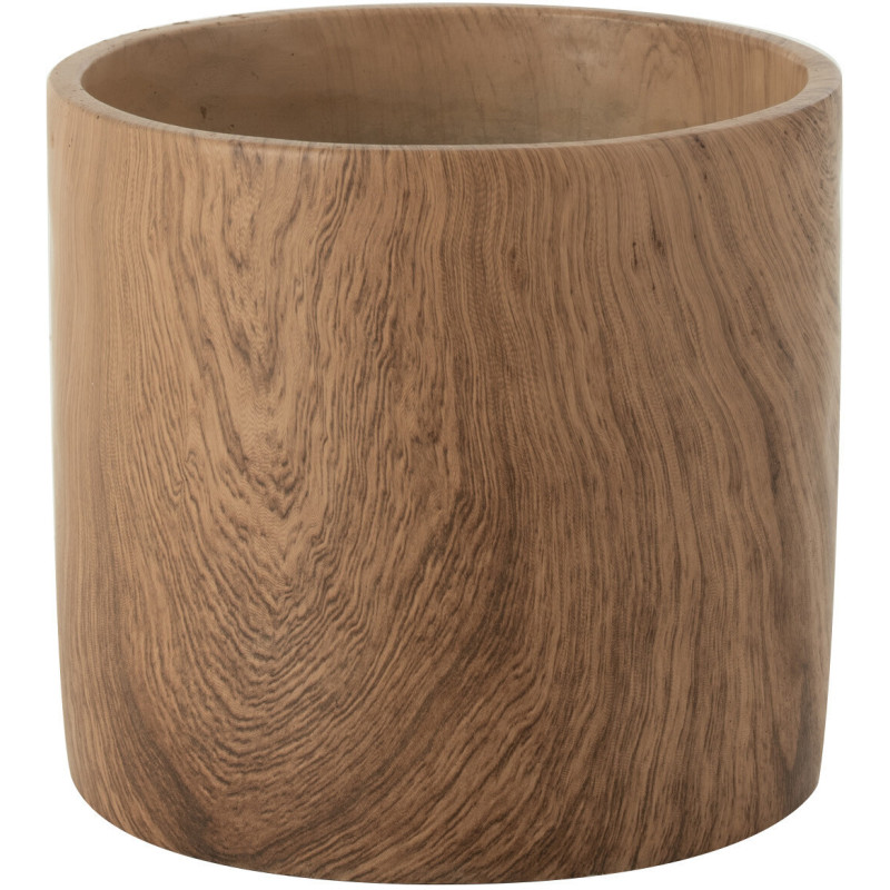 Cache-pot en Ciment Marron Forest Diamètre 18 cm Effet bois - 1
