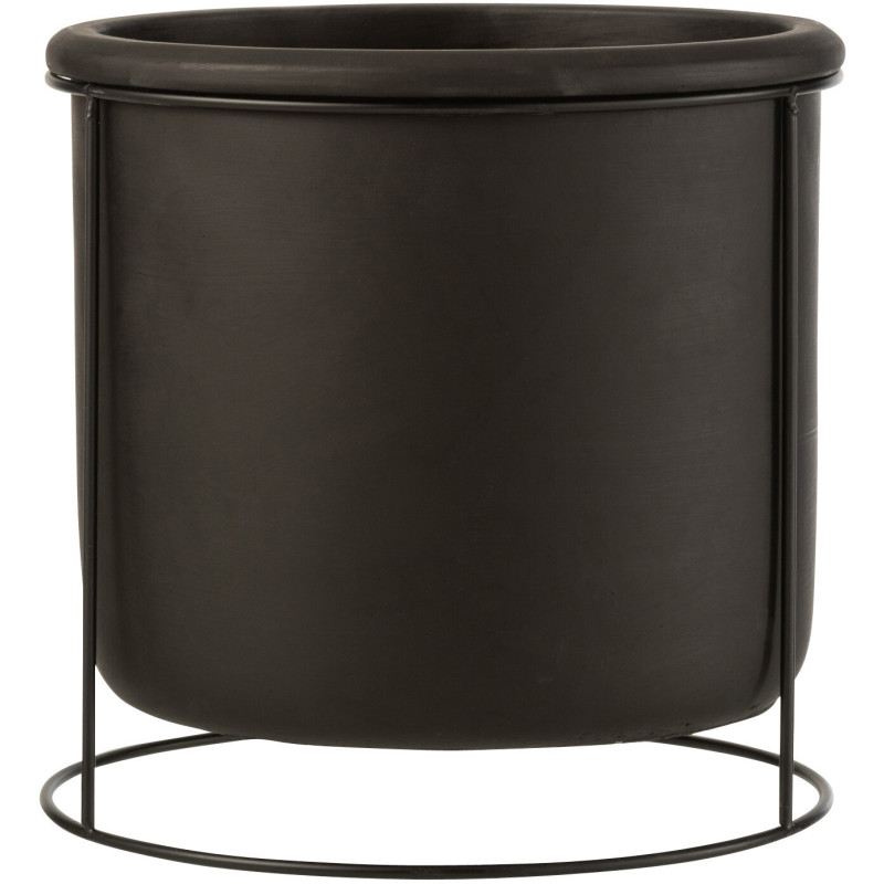 Cache-pot sur pied en Ciment Noir Métal Noir Hangy Diamètre 20 cm - 1