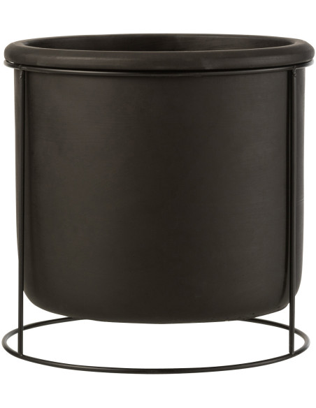 Cache-pot sur pied en Ciment Noir Métal Noir Hangy Diamètre 20 cm - 1