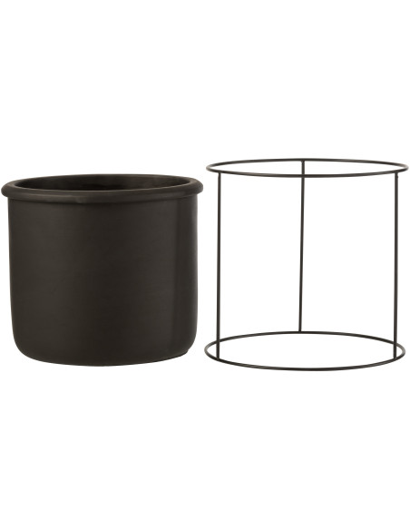 Cache-pot sur pied en Ciment Noir Métal Noir Hangy Diamètre 20 cm - 2