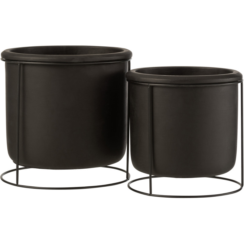 Cache-pot sur pied en Ciment Noir Métal Noir Hangy Diamètre 20 cm - 3