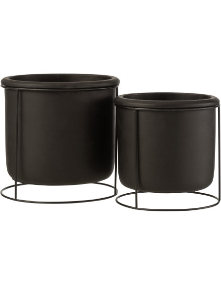 Cache-pot sur pied en Ciment Noir Métal Noir Hangy Diamètre 20 cm - 3