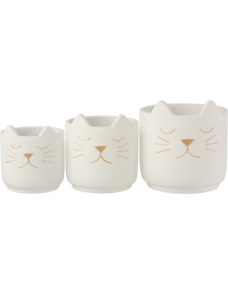 Cache-pot Chat en Céramique Blanc Doré Réglisse Diamètre 19 cm - 4