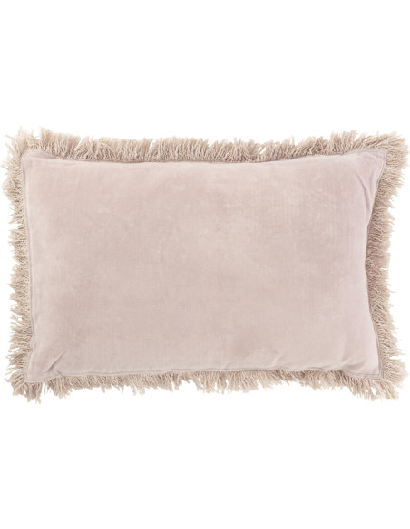 Coussin XL Rectangulaire Trazi 60x40 en Coton Vieux rose Avec franges Effet velours - 1