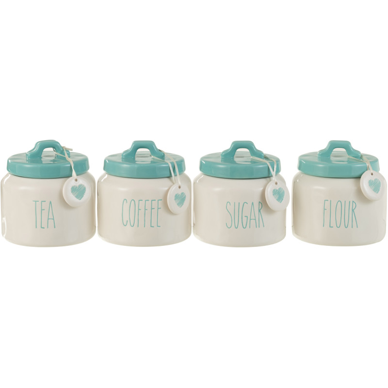 Pot de conversation Sweetheart en Céramique Blanc Bleu (Lot de 4) - 1