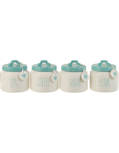 Pot de conversation Sweetheart en Céramique Blanc Bleu (Lot de 4) - 1