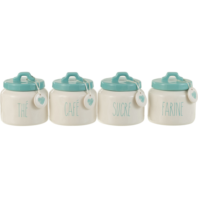 Pot de conversation Sweetheart en Céramique Blanc Bleu (Lot de 4) - 2