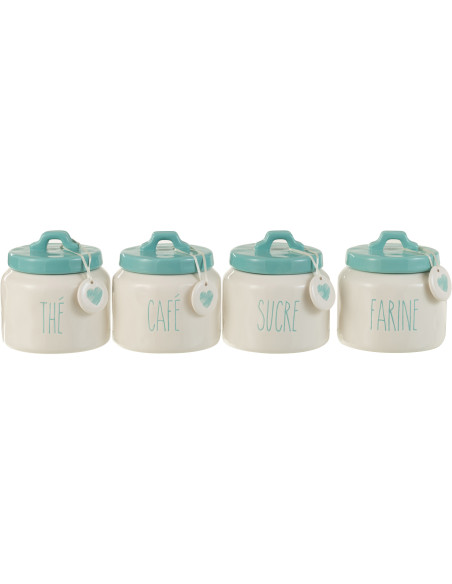 Pot de conversation Sweetheart en Céramique Blanc Bleu (Lot de 4) - 2