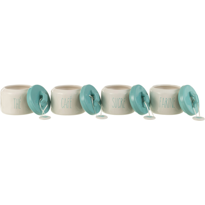 Pot de conversation Sweetheart en Céramique Blanc Bleu (Lot de 4) - 3