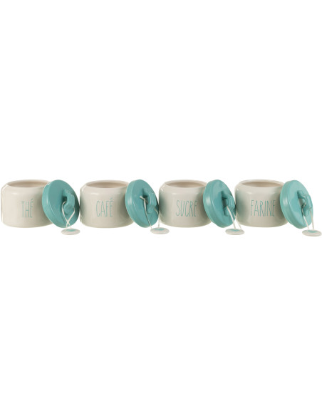 Pot de conversation Sweetheart en Céramique Blanc Bleu (Lot de 4) - 3