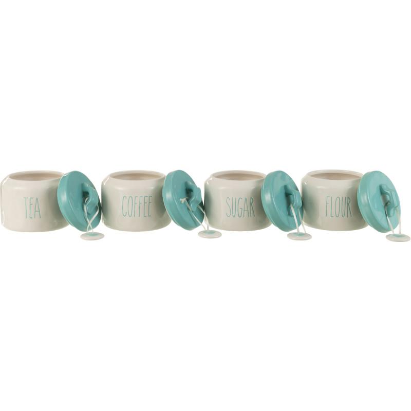 Pot de conversation Sweetheart en Céramique Blanc Bleu (Lot de 4) - 4