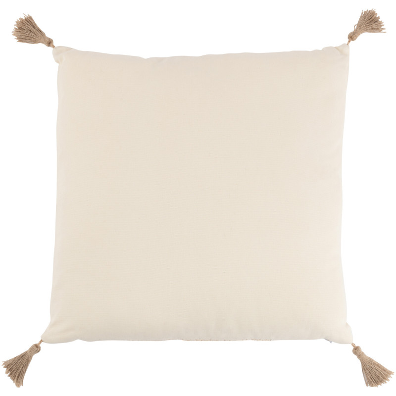 Coussin Carré Élio 45x45 en Polyester Beige Motif tissé Avec pompons - 2