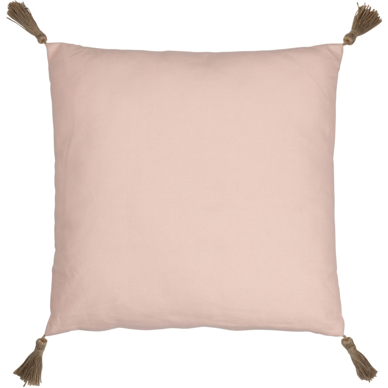 Coussin Carré Rainbow 45x45 en Polyester Rose Marron Motif arc en ciel Avec pompons - 2