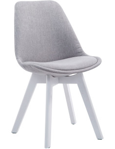 Chaise Sakina en Polyester Gris clair Bois de hêtre Blanc  - 1