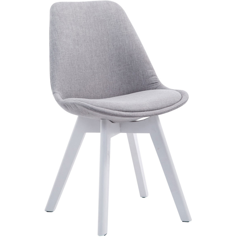 Chaise Sakina en Polyester Gris clair Bois de hêtre Blanc  - 1