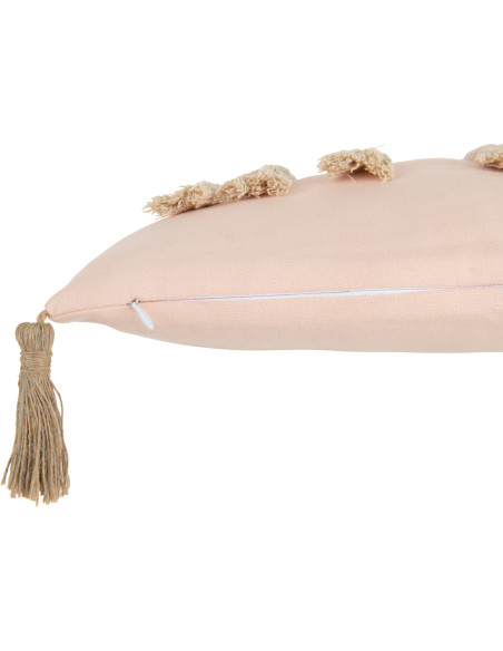 Coussin Carré Rainbow 45x45 en Polyester Rose Marron Motif arc en ciel Avec pompons - 3