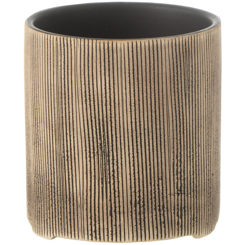 Cache-pot en Céramique Marron Romane Diamètre 12 cm Motif lignes - 1