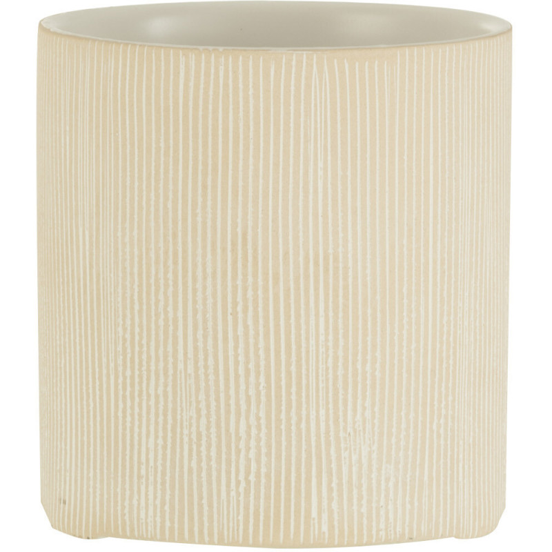 Cache-pot en Céramique Blanc Romane Diamètre 12 cm Motif lignes - 1