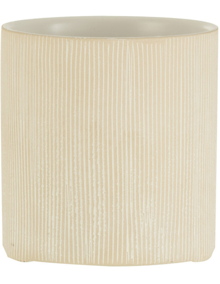 Cache-pot en Céramique Blanc Romane Diamètre 12 cm Motif lignes - 1