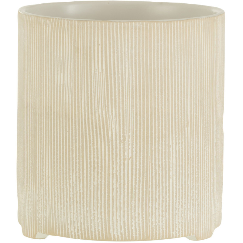 Cache-pot en Céramique Blanc Romane Diamètre 14 cm Motif lignes - 1