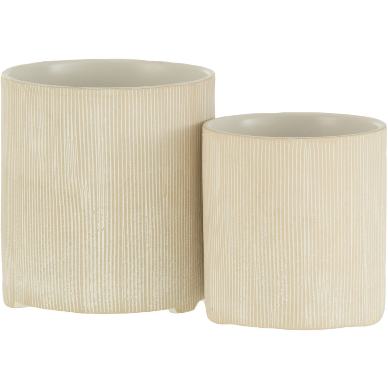 Cache-pot en Céramique Blanc Romane Diamètre 14 cm Motif lignes - 3
