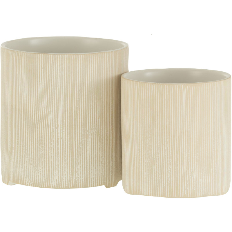 Cache-pot en Céramique Blanc Romane Diamètre 14 cm Motif lignes - 4