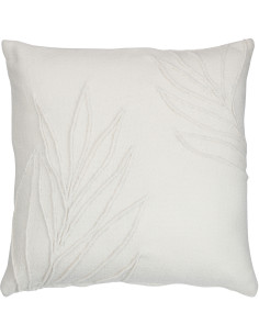 Coussin Carré Trivose 45x45 en Polyester Blanc Motif feuillage - 1