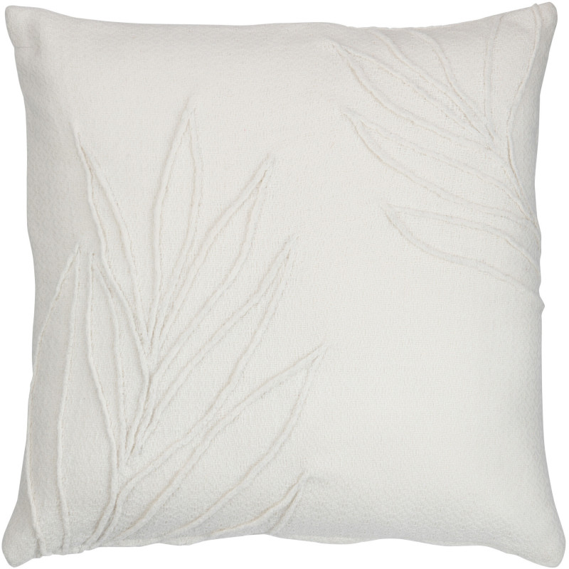 Coussin Carré Trivose 45x45 en Polyester Blanc Motif feuillage - 1