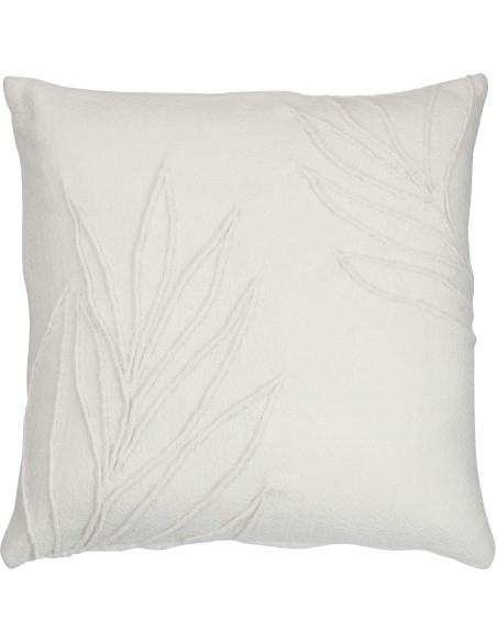 Coussin Carré Trivose 45x45 en Polyester Blanc Motif feuillage - 1