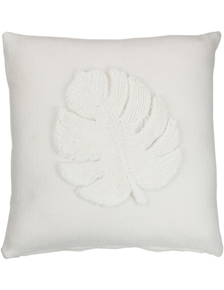 Coussin Carré Trivose 45x45 en Polyester Blanc Motif feuille tropicale - 1