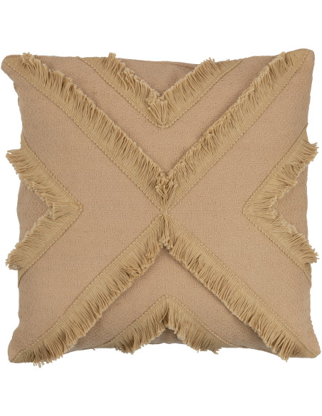 Coussin Carré Trivose 45x45 en Polyester Beige Avec franges - 1