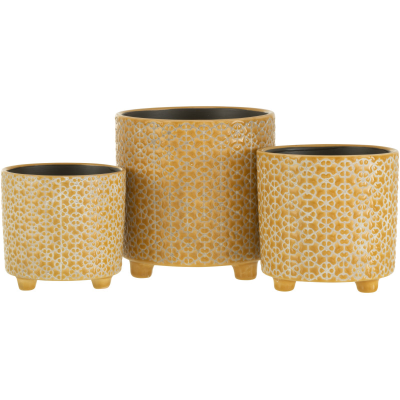 Cache-pot en Céramique Ocre Mosaïc Diamètre 16 cm Motif fleurs - 3