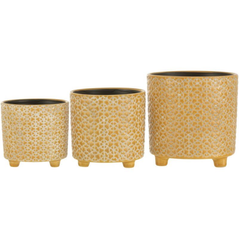 Cache-pot en Céramique Ocre Mosaïc Diamètre 16 cm Motif fleurs - 4