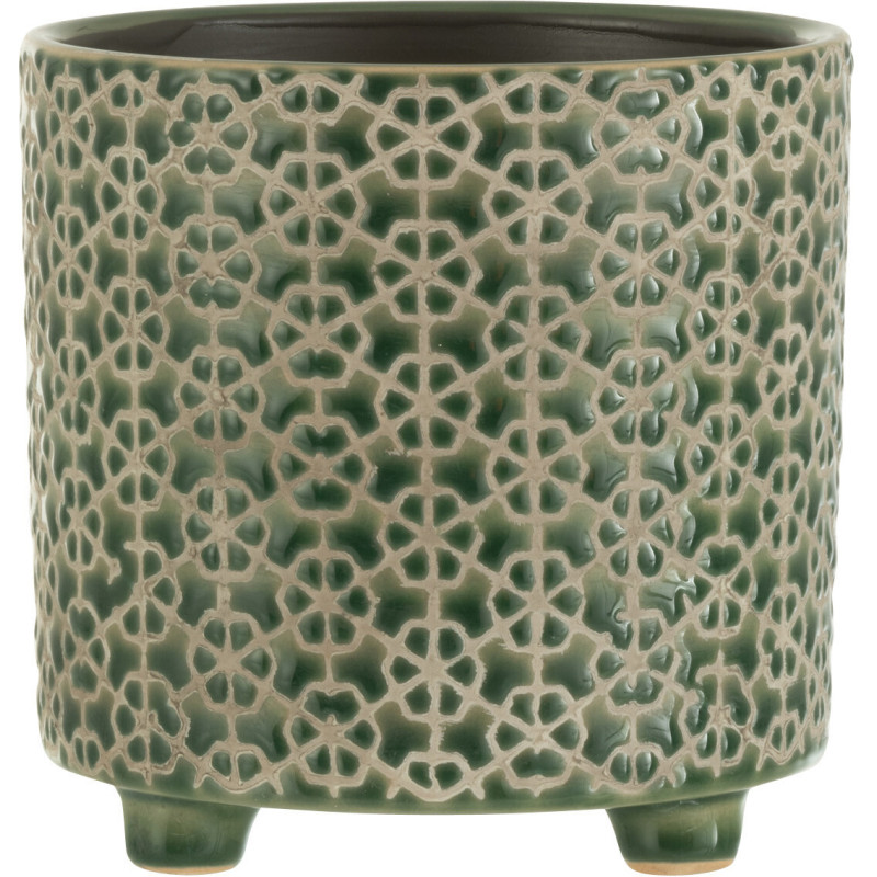 Cache-pot en Céramique Vert Mosaïc Diamètre 14 cm Motif fleurs - 1