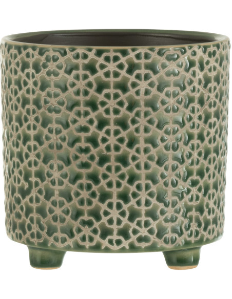 Cache-pot en Céramique Vert Mosaïc Diamètre 14 cm Motif fleurs - 1