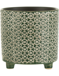 Cache-pot en Céramique Vert Mosaïc Diamètre 16 cm Motif fleurs - 1