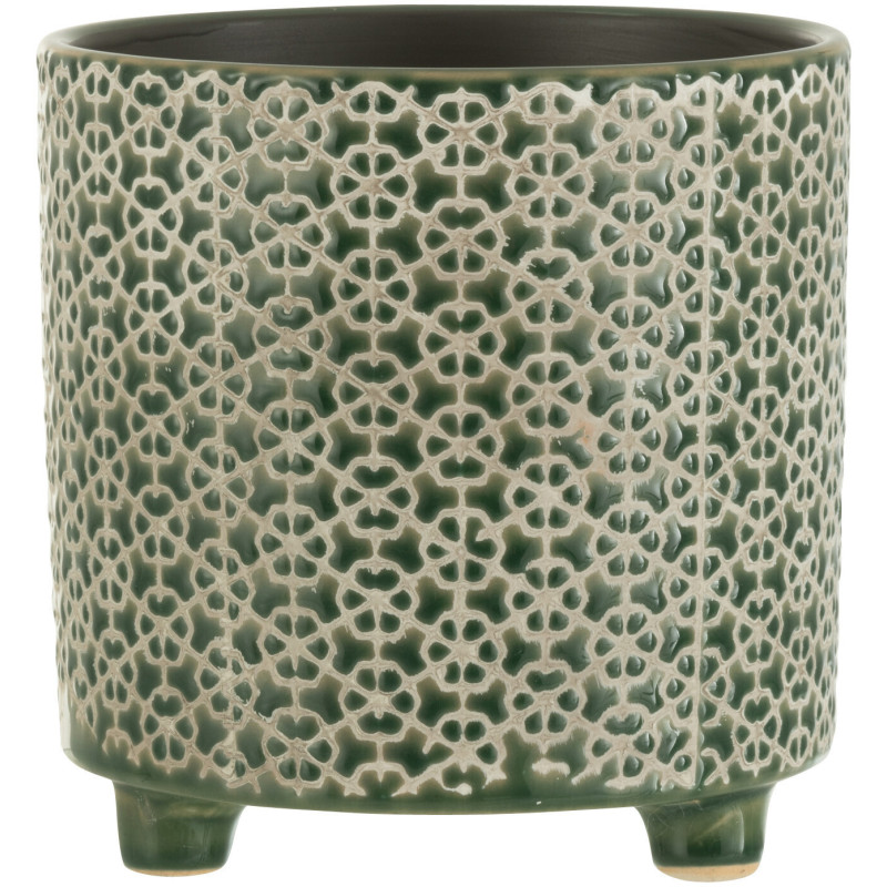 Cache-pot en Céramique Vert Mosaïc Diamètre 16 cm Motif fleurs - 1