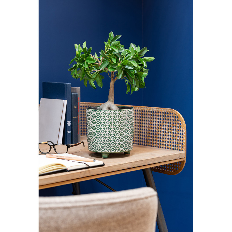 Cache-pot en Céramique Vert Mosaïc Diamètre 16 cm Motif fleurs - 2