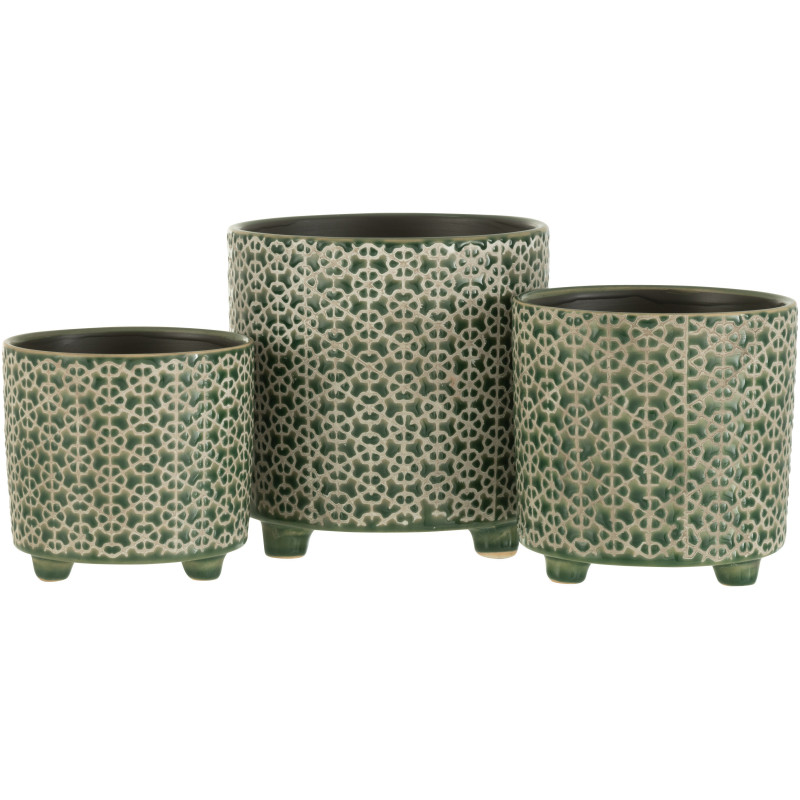 Cache-pot en Céramique Vert Mosaïc Diamètre 16 cm Motif fleurs - 3
