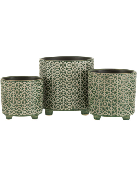 Cache-pot en Céramique Vert Mosaïc Diamètre 16 cm Motif fleurs - 3