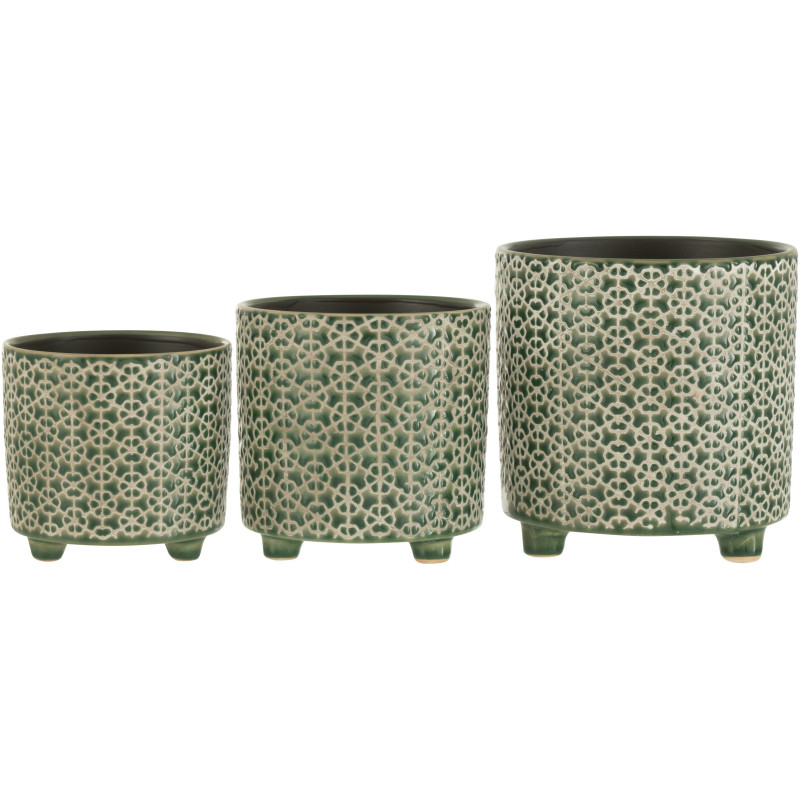 Cache-pot en Céramique Vert Mosaïc Diamètre 16 cm Motif fleurs - 4