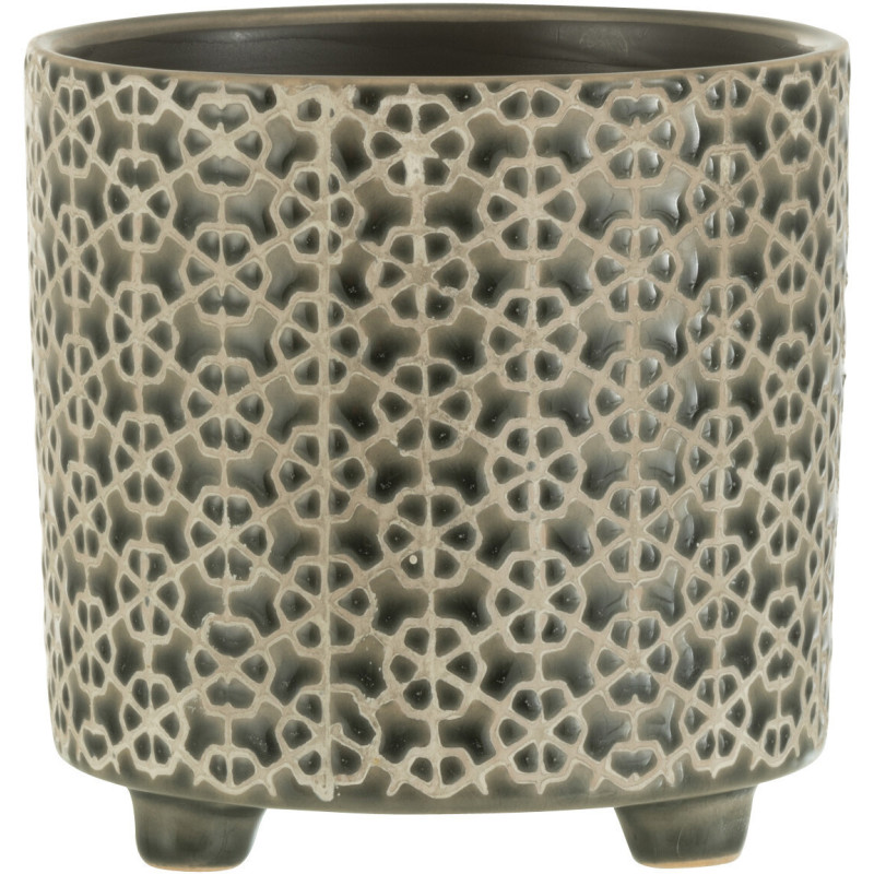 Cache-pot en Céramique Bleu Mosaïc Diamètre 14 cm Motif fleurs - 1