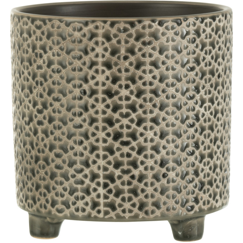 Cache-pot en Céramique Bleu Mosaïc Diamètre 16 cm Motif fleurs - 1