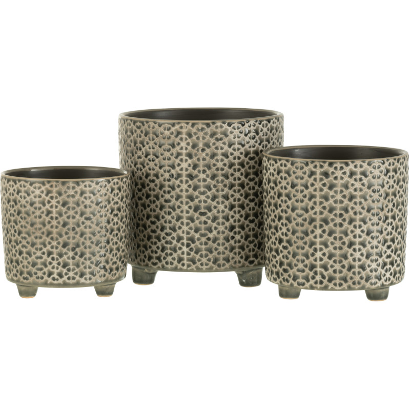 Cache-pot en Céramique Bleu Mosaïc Diamètre 16 cm Motif fleurs - 3