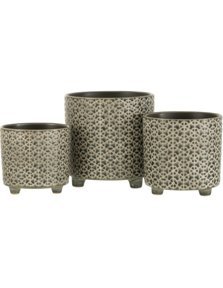 Cache-pot en Céramique Bleu Mosaïc Diamètre 16 cm Motif fleurs - 3