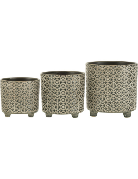 Cache-pot en Céramique Bleu Mosaïc Diamètre 16 cm Motif fleurs - 4